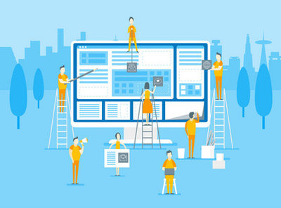 網(wǎng)頁(yè)開發(fā)者, 海報(bào)上的矢量插圖